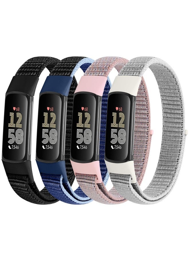 VNDAPT 4 Pack Nylon Watch Bands Compatible with Fitbit Charge 6/Fitbit Charge 5, Adjustable Breathable Replacement Nylon Wristband Fitbit Charge 5 Charge 6 Sport Strap for Women Men - Image 1
