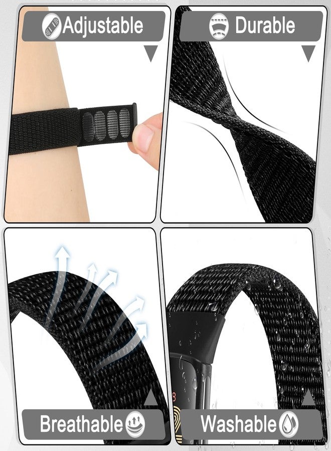 VNDAPT 4 Pack Nylon Watch Bands Compatible with Fitbit Charge 6/Fitbit Charge 5, Adjustable Breathable Replacement Nylon Wristband Fitbit Charge 5 Charge 6 Sport Strap for Women Men - Image 3