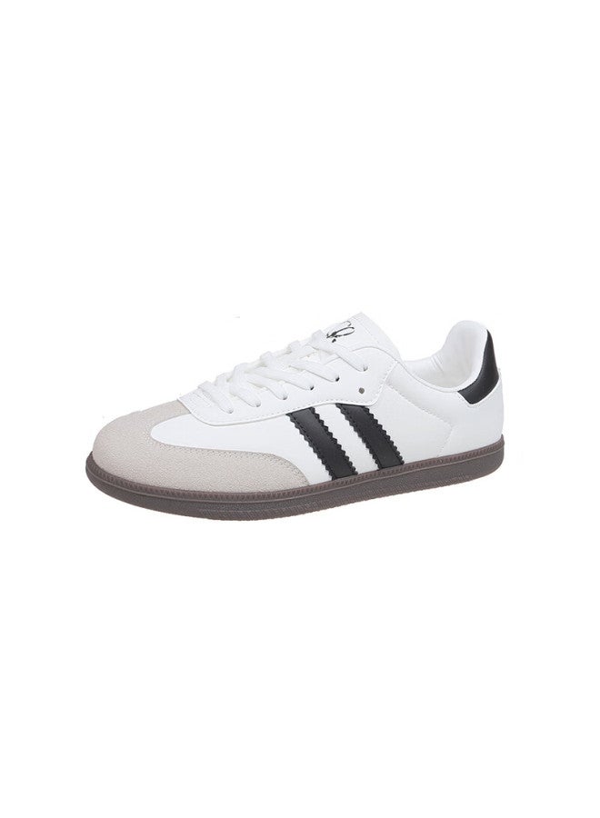 La Chapelle Women's Shoes, Training Shoes For Women, Flat Versatile Casual Shoes, Low-top Retro Flats, Women's Single Shoes - 032 White/black, Size 39
