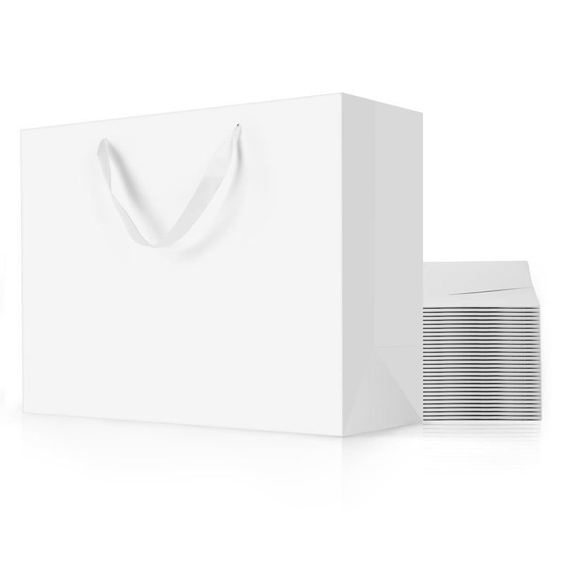 MOXARYSU White Gift Bags With Handles 16x6x12 Inch 12pcs Extra Large White Paper Gags Bulk For Party Shopping Birthday Wedding - Image 2
