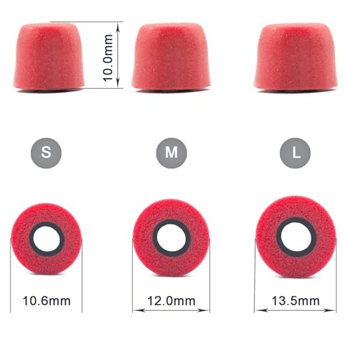 Klowcok Memory Foam Replacement Earbud Tips for KZ ZS10 Pro X ZSN, Sennheiser IE 200, TV Headset, IEM Earphones, in Ear Headphone Tips. 3 Pairs-Small/Medium/Large, Red - Image 5