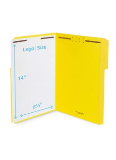 Blue Summit Supplies Yellow File Folders With Prongs Legal Size And 1/3 Cut Reinforced Tabs Durable 2 Prongs Designed To Organize Standard Medical Or Law Files 50 Pack  - Image 2