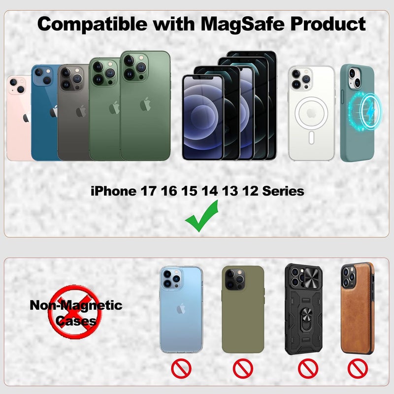 iLodn Magnetic Wallet Compatible with MagSafe for iPhone 17 16 15 14 13 12 Pro Max Air Plus Model, Mag 3 Safe Card Holder Stick on Accessories for Cell Phone & Case, Jet, 0.5 x 2.65 x 3.85 inches - Image 2
