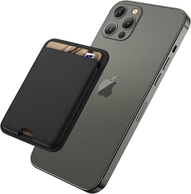 iLodn Magnetic Wallet Compatible with MagSafe for iPhone 17 16 15 14 13 12 Pro Max Air Plus Model, Mag 3 Safe Card Holder Stick on Accessories for Cell Phone & Case, Jet, 0.5 x 2.65 x 3.85 inches - Image 1