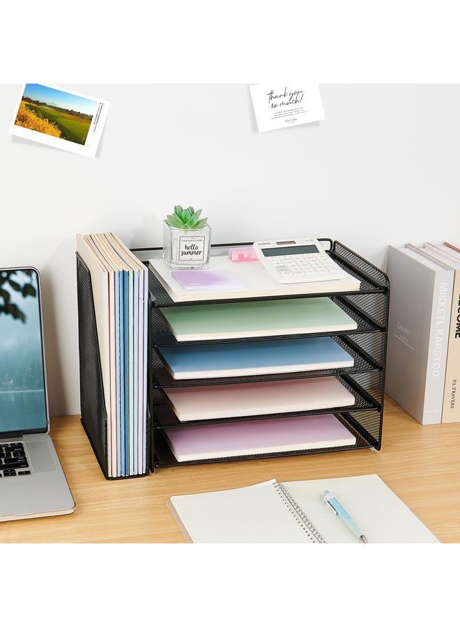 OPNICE 5-Tier Paper Organizer with Magazine Holder, Desk Organizers and Accessories, Office Desk Accessories & Workspace Organizers, Desktop File Organizer for Office Supplies Storage, Black - Image 3