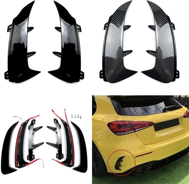 QASULER Carbon Grain Black Rear Bumper Spoiler - Image 2