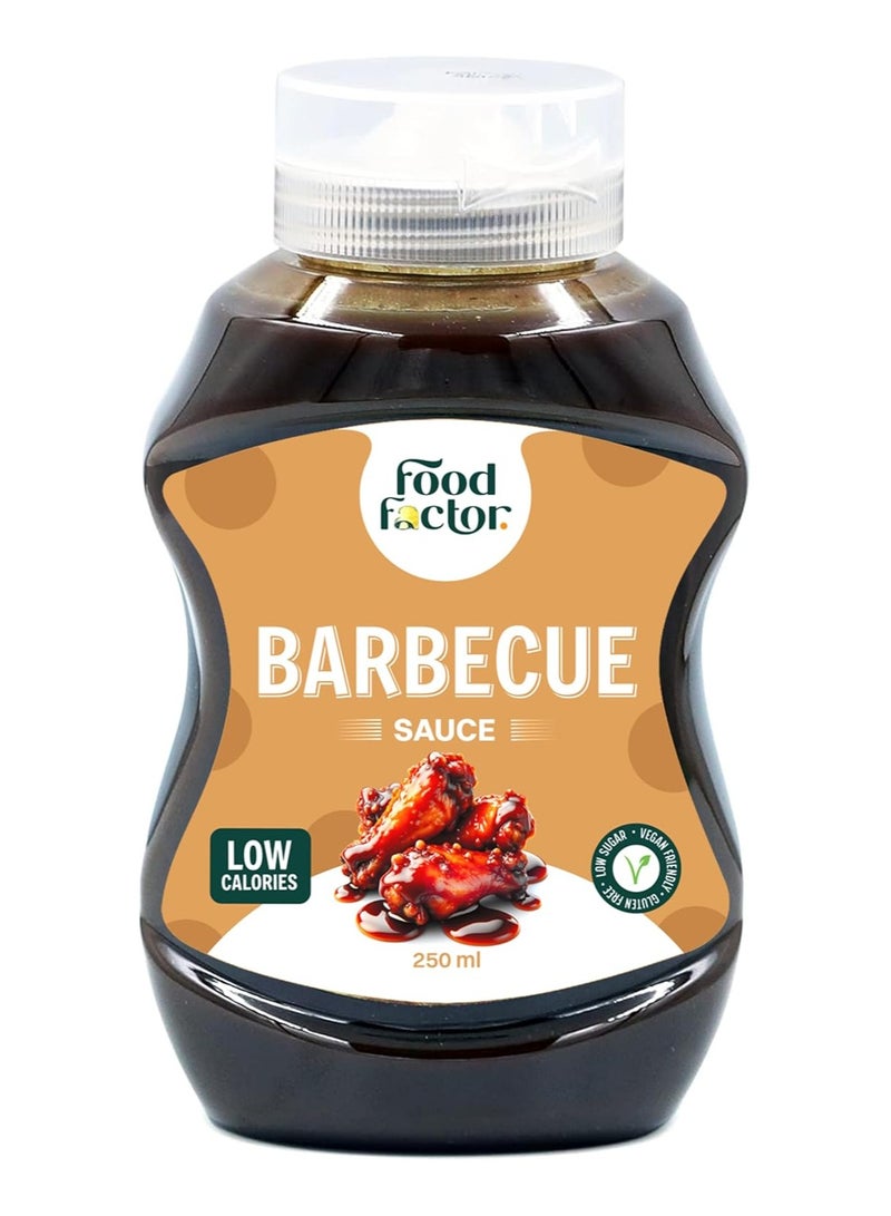 Food Factor Food Factor Barbeque Sauce | Made in Italy | Low Calorie, Zero Fat, Low Sugar, Perfect with roast Meat, Steaks, French Fries and Pizzas and much more (250ml, BBQ Sauce) - Image 1