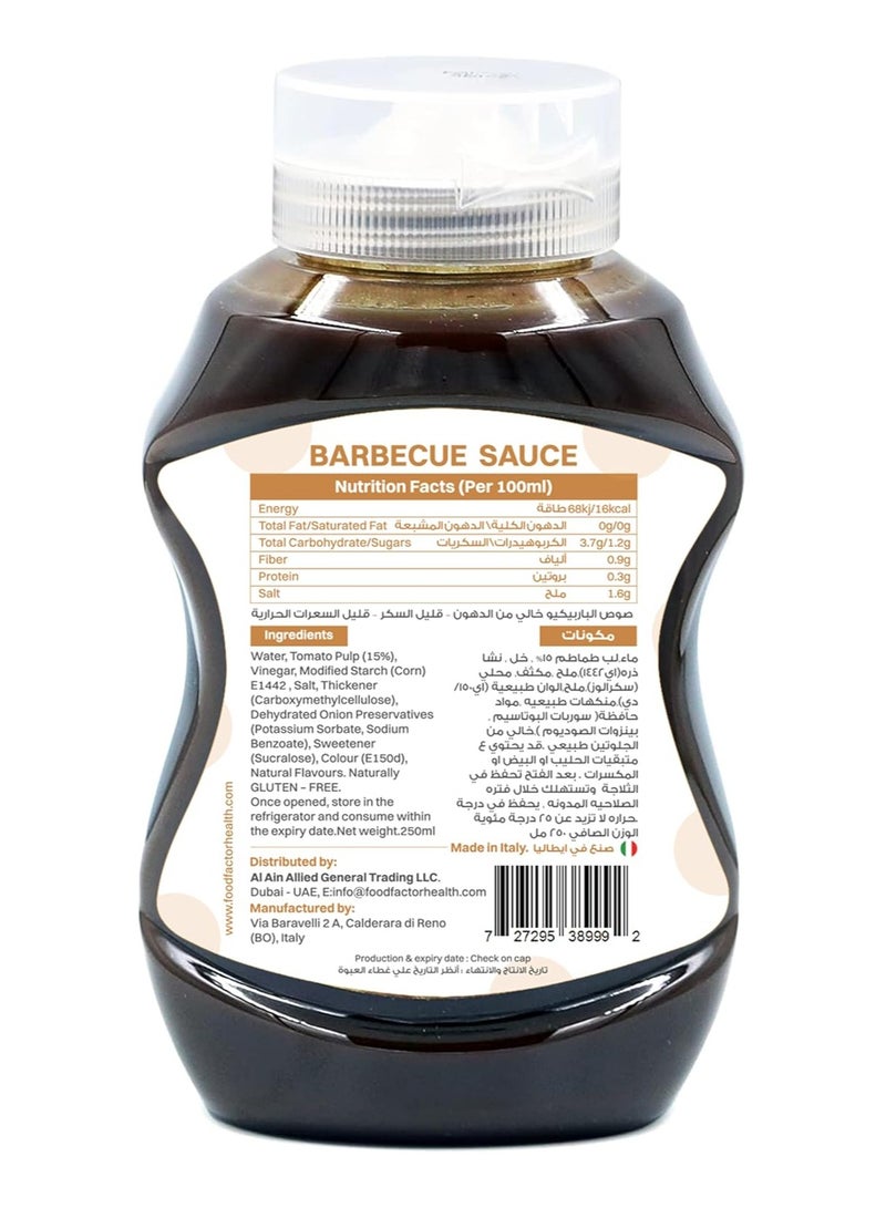 Food Factor Food Factor Barbeque Sauce | Made in Italy | Low Calorie, Zero Fat, Low Sugar, Perfect with roast Meat, Steaks, French Fries and Pizzas and much more (250ml, BBQ Sauce) - Image 2