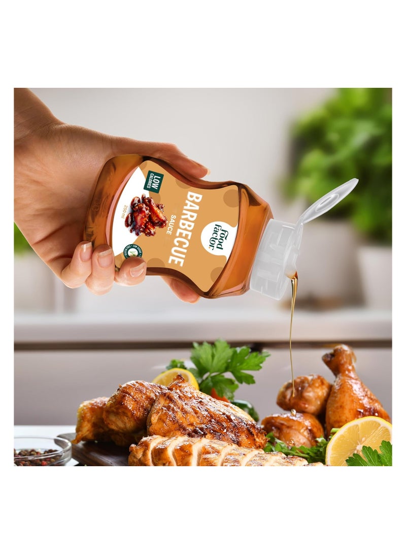Food Factor Food Factor Barbeque Sauce | Made in Italy | Low Calorie, Zero Fat, Low Sugar, Perfect with roast Meat, Steaks, French Fries and Pizzas and much more (250ml, BBQ Sauce) - Image 4