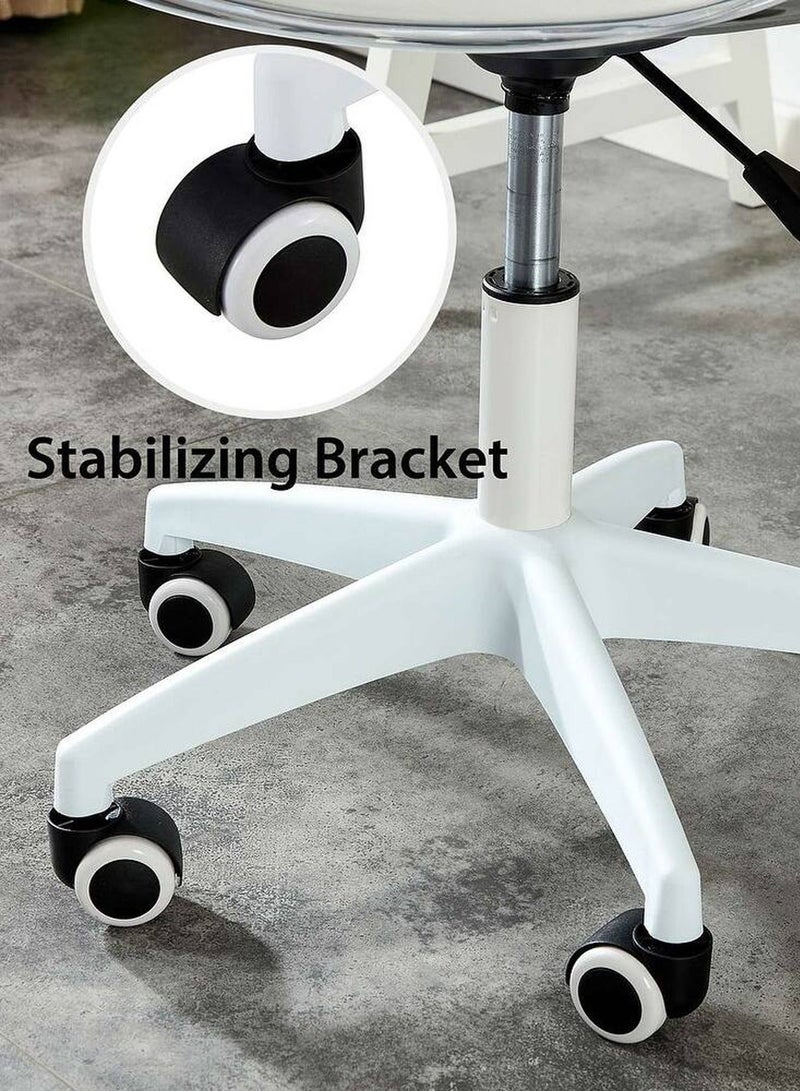 Taimi Modern Acrylic Home Desk Chair, Office Chair, Adjustable 360 °Swivel Chair Plastic Armless Swivel Computer Chair With Wheels and Padded Seat for Living Room, Bed Room Office Hotel Dining Room Clear/White - Image 4