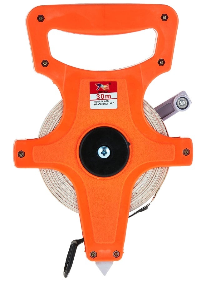 Generic 30M Portable Open Reel Measuring Tape Surveyor Tool With Ground Spike And Handle 