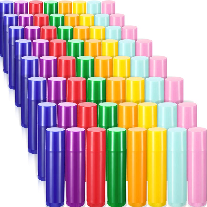 Maitys 48 Pcs 5ml Empty Lip Balm Tubes Bulk Rotatable Lip Gloss Container Tubes Refillable Gloss Bottles Plastic Empty Balm Containers Lipstick DIY Cosmetic Holder 8 Colors