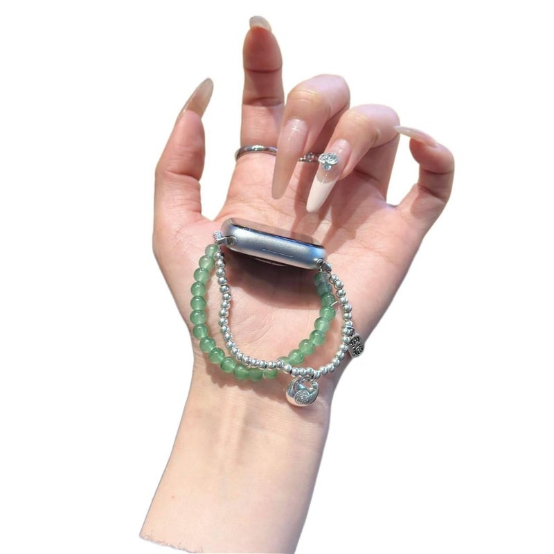 Green Resin Bracelet Strap Smartwatch Band Compatible with Apple Watch / SE with Adjustable Fit Replacement Strap for Daily Wear - Image 3