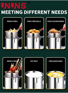 UNUNS Deep Fryer Pot,1.2L 304 Stainless Steel Japanese Style Fryer Pan With Oil Filter Mesh,Lid And Clip,Non Stick Fryer Uniform Heating For General Purpose Gas Stove,4PCS  - Image 4