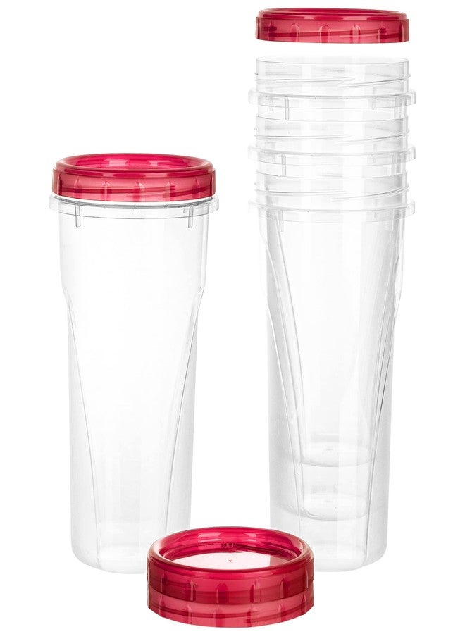 PLASTICPRO 48 Ounce Twist Top Deli Containers Clear bottom With Red Top Twist on Lids Reusable, Stackable, Food Storage Freezer Container Pack of 4 - Image 1