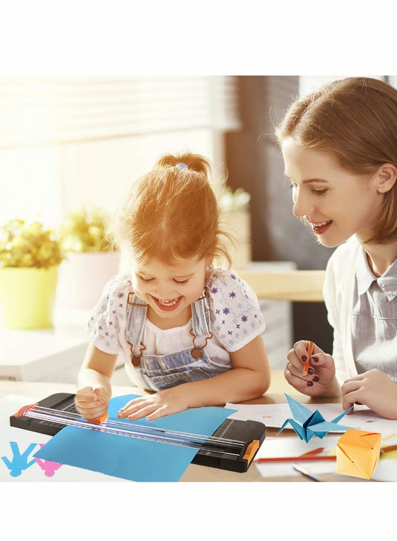 A4 Paper Cutter Craft Paper Trimmer with Automatic Security Safeguard and Side Ruler, Black Photo Cutter Trimmer Guillotine Scrapbooking Tool for Handcraft Project, Label - Image 4