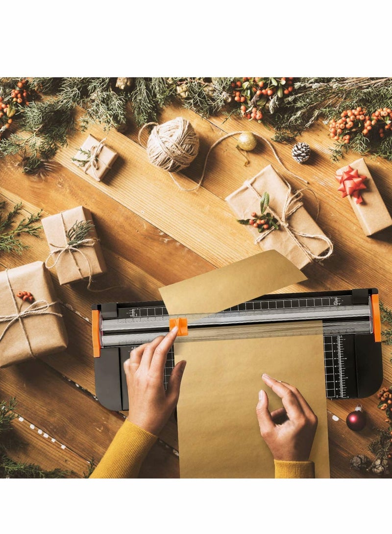 A4 Paper Cutter Craft Paper Trimmer with Automatic Security Safeguard and Side Ruler, Black Photo Cutter Trimmer Guillotine Scrapbooking Tool for Handcraft Project, Label - Image 3