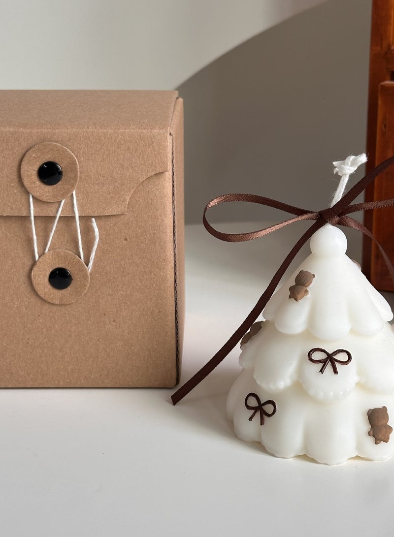 Instagram Photo Props Christmas Tree Aromatherapy Candles Hand drawn Bow Bear Candles(2-Pack)  - Image 1