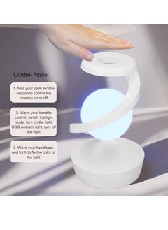 Modern Spiral Bedside Lamp, Rotating RGB Suspension Lamp, Innovative 3D Visual Levitation Ball LED Table Lamp, Nightstand Lamps with Magnetic LED Desk Light Bulb for Bedroom, Living Room, Office Decor