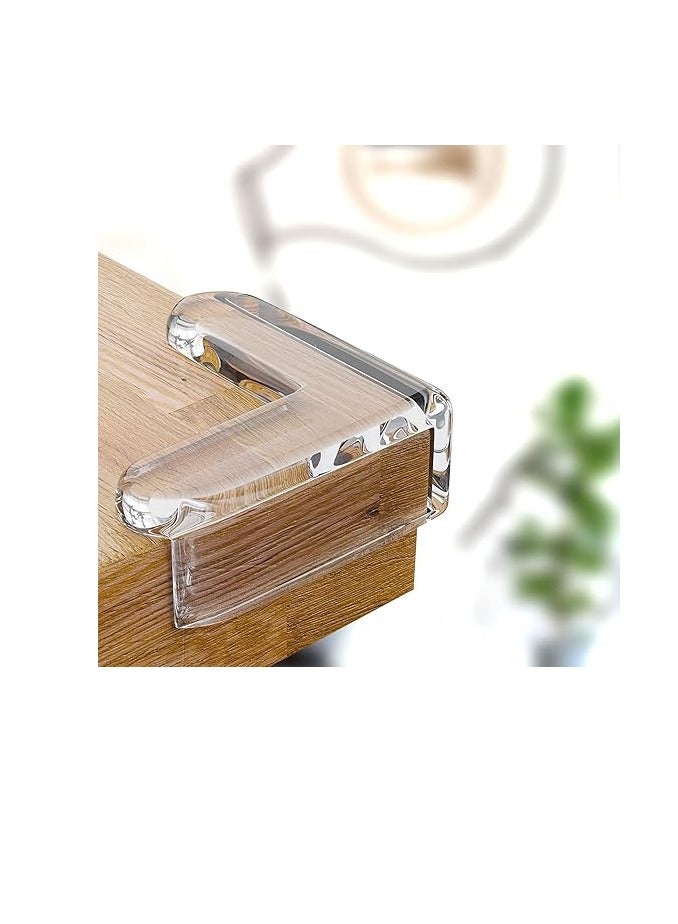 مجموعة واقيات زوايا مصنوعة من بلاستيك بي في سي للاطفال بزاوية يمنى لون شفاف للطاولة والاثاث والخزانة يحمي الاطفال من الزوايا الحادة مضادة للتصادم مكونة من 4 قطع - Image 1