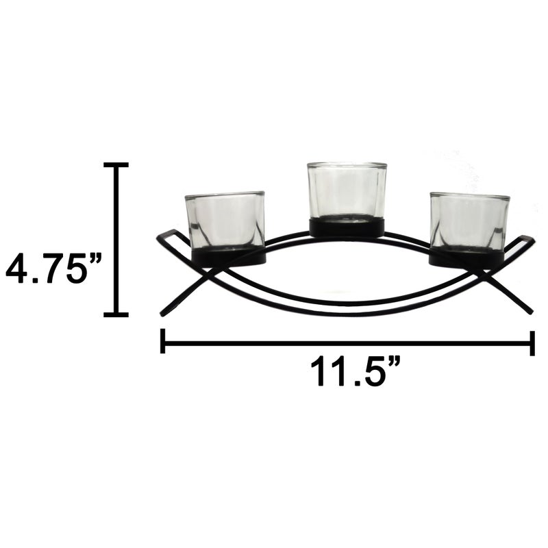 Seraphic Iron Arch Table Centerpiece Decorations Long Candle Holder for Weddings, Patio, Kitchen, Dining Room, and Coffee Tables, Black, Clear Chunky 3 Cups - Image 4