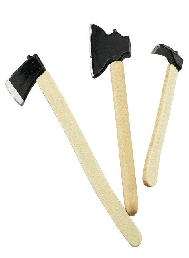 Tegg Mini Axe 3PCS Miniature Wooden Handle Metal Hatchet Chopper Outdoor Dollhouse Fairy Garden Accessories - Image 1