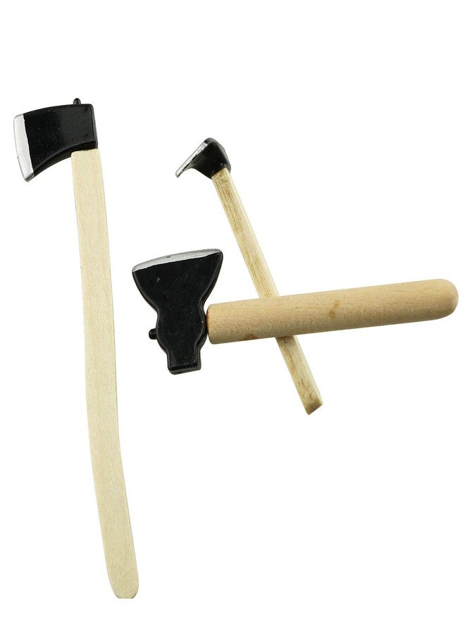 Tegg Mini Axe 3PCS Miniature Wooden Handle Metal Hatchet Chopper Outdoor Dollhouse Fairy Garden Accessories - Image 2