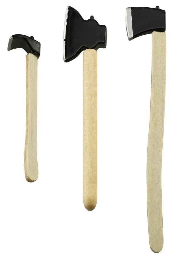 Tegg Mini Axe 3PCS Miniature Wooden Handle Metal Hatchet Chopper Outdoor Dollhouse Fairy Garden Accessories - Image 4