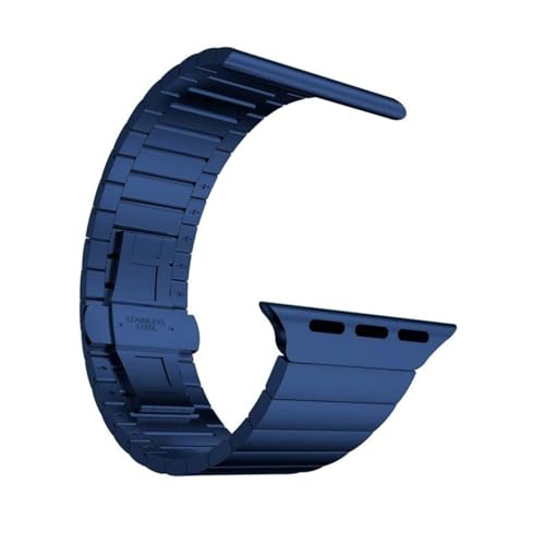 T TECLUSIVE Ultra Luxury Matt Stainless Steel Metal Chain Strap Band Compatible with iWatch Ultra 2 49mm / Series 10 46mm / Series 9 8 7 45mm / Series 6 5 SE 44mm (Blue) - Image 1