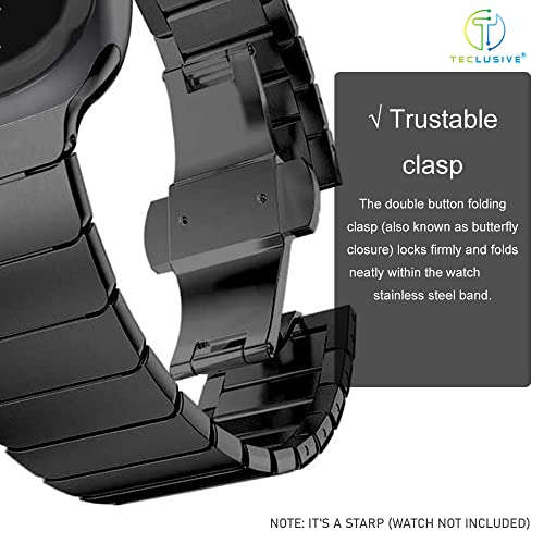 T TECLUSIVE Ultra Luxury Matt Stainless Steel Metal Chain Strap Band Compatible with iWatch Ultra 2 49mm / Series 10 46mm / Series 9 8 7 45mm / Series 6 5 SE 44mm (Blue) - Image 3