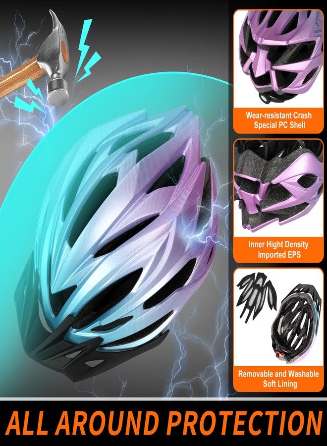 R2Depot Premium Bike Helmet, Lightweight Adjustable 57-62cm, 22 Vents Adults Bicycle Helmet with Headband (Gradient Blue Purple) - Image 3