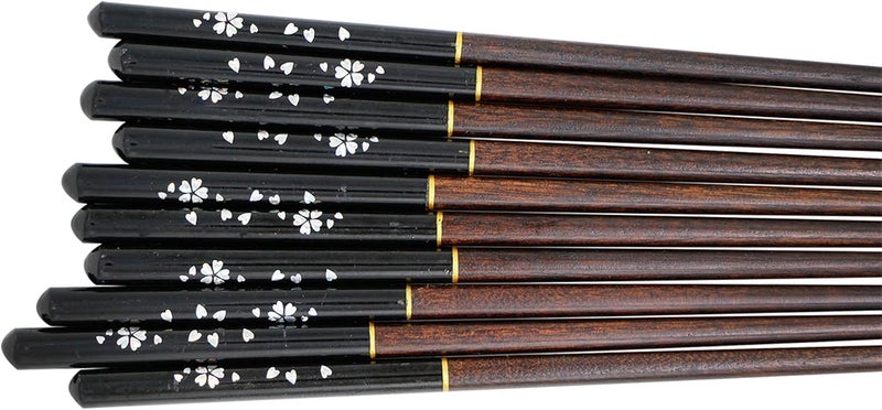 Exzact Chopsticks Gift Set Black Lacquer - 5 Pairs of Reusable Chopsticks in a Black Handmade Box - Japanese Style (EX-CS05-BLK) - Image 3