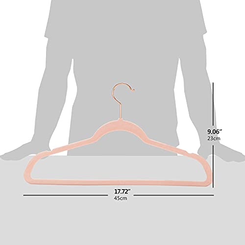 KITCHMO- Premium Velvet Hangers Non Slip Velvet Suit Hangers Rose Gold Hooks,Space Saving Clothes Hangers Velvet Hangers Non-Slip 360 Degree Swivel Hook Clothes Hangers Velvet (Peach, Pack of 30) - Image 2