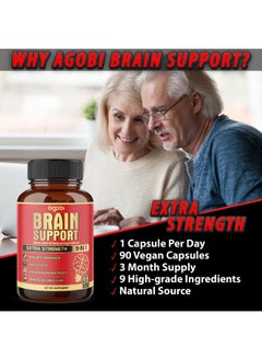 agobi 9in1 Brain Support Supplement - Concentrated Ashwagandha Root, Gotu Kola Powder, Bacopa Monnieri Powder and More - 90 Capsules - 3-Month Supply  - Image 5