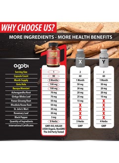 agobi 9in1 Brain Support Supplement - Concentrated Ashwagandha Root, Gotu Kola Powder, Bacopa Monnieri Powder and More - 90 Capsules - 3-Month Supply  - Image 4