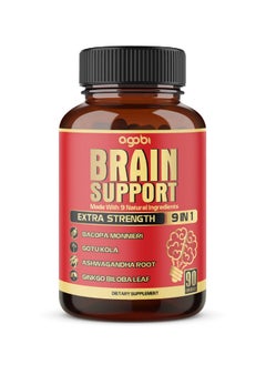 agobi 9in1 Brain Support Supplement - Concentrated Ashwagandha Root, Gotu Kola Powder, Bacopa Monnieri Powder and More - 90 Capsules - 3-Month Supply  - Image 1