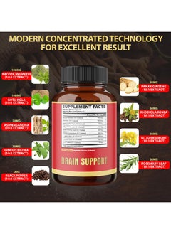 agobi 9in1 Brain Support Supplement - Concentrated Ashwagandha Root, Gotu Kola Powder, Bacopa Monnieri Powder and More - 90 Capsules - 3-Month Supply  - Image 2