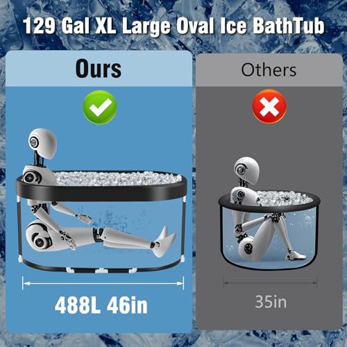 Tomaje Upgrade 129 Gal XL Large Oval Ice Bath Tub for Athletes, Collapsible Cold Plunge Tub-Multiple Layered for Post-Exercise Recovery, Portable Bathtub for Home, Gyms, Indoor, Outdoor use - Image 3