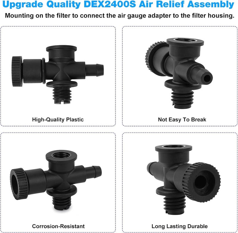 RO6G DEX2400S Sand Filter Air Relief Valve Assembly Replacement Hayward ProGrid DE Pool/Spa Filter Air Gauge Relief Adapter with O-Ring - Image 5