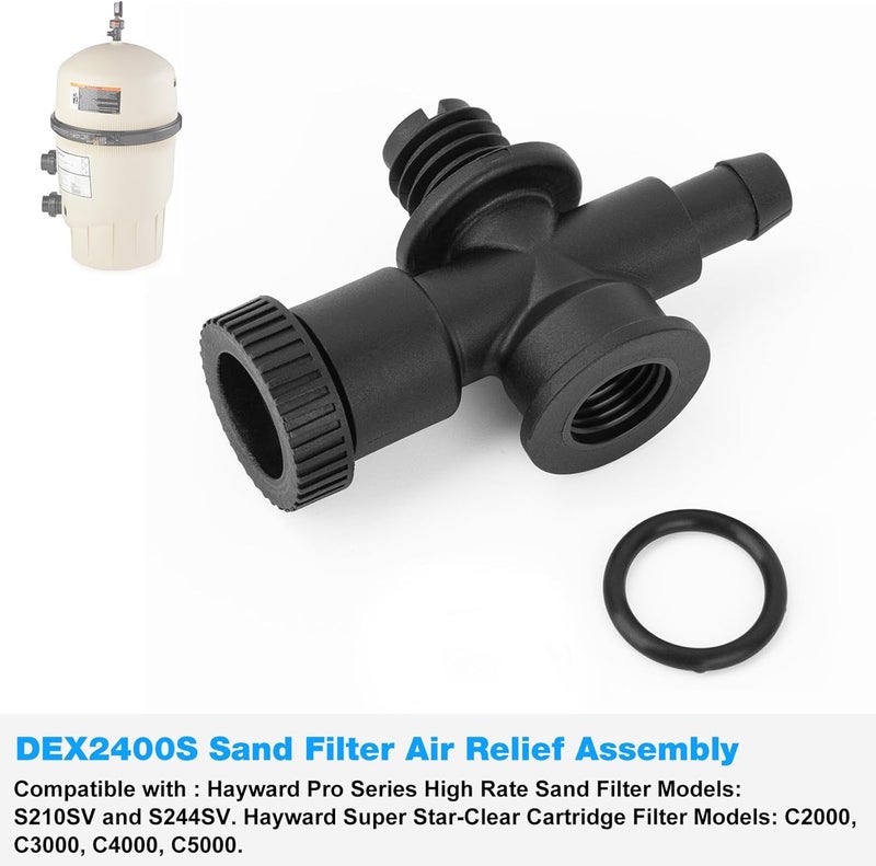 RO6G DEX2400S Sand Filter Air Relief Valve Assembly Replacement Hayward ProGrid DE Pool/Spa Filter Air Gauge Relief Adapter with O-Ring - Image 4