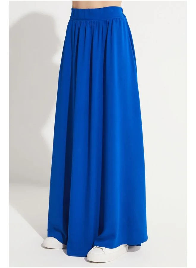 JUNE June Elastic Waist Maxi 100% Viscose Skirt Saxe