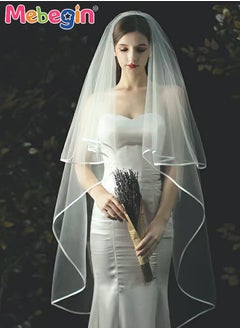 MEBEGIN Women's Long Ribbon Edge Wedding Bridal Veil With Comb ,Soft Wedding Veil Bride Bridal Shower Bachelorette Party for Women and Girls 200cm(White)  - Image 5