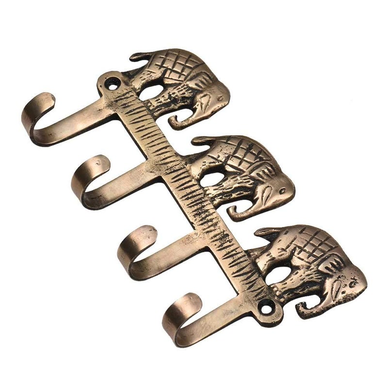 Indian-Shelf 1 Piece Elephants Kids Animals Vintage Wall Hooks for Hanging Coats Gold Decorative Hooks for Bathroom Brass Key Holder for Wall Coat Rack Wall Mount Backpack Home Essentials - Image 3