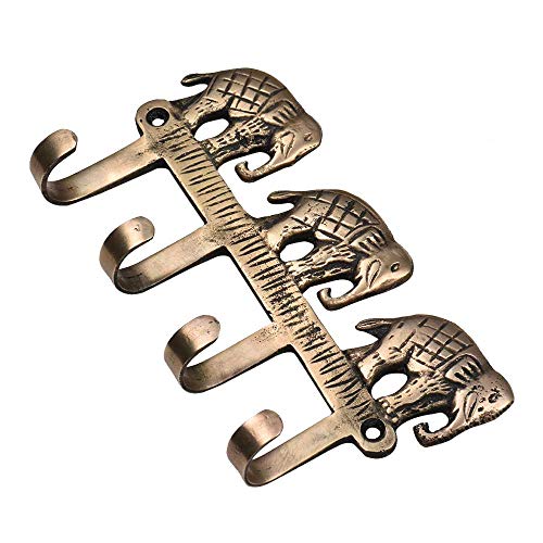 Indian-Shelf 1 Piece Elephants Kids Animals Vintage Wall Hooks for Hanging Coats Gold Decorative Hooks for Bathroom Brass Key Holder for Wall Coat Rack Wall Mount Backpack Home Essentials - Image 1