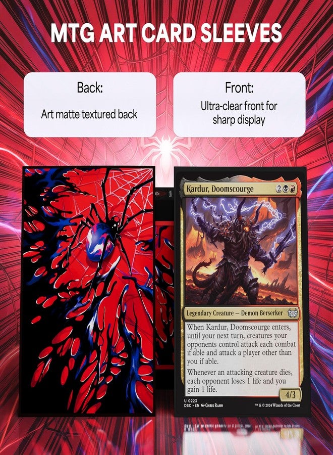 KABINKA MTG Card Sleeves -Spider 100 Standard Size Pack Clear Front & Matte Finish Back MTG Sleeves for Magic The Gathering TCG - Image 3
