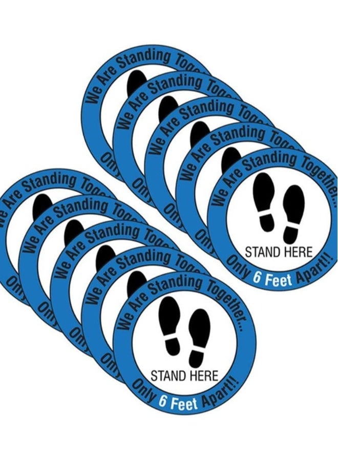 Social Distancing Floor Decals Safety Floor Sign Marker Stand Here Floor Sticker for Grocery Store School, 10PCS/Set 12” /30cm  - Image 1
