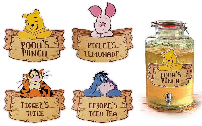 MEMOVAN Winnie Party Drink Label for The Pooh Baby Shower Decorations Winnie Food Labels Food Signs Winnie Centerpieces Sticks for Winnie Birthday Party - Image 1