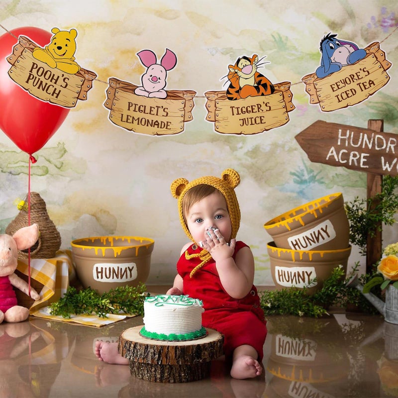 MEMOVAN Winnie Party Drink Label for The Pooh Baby Shower Decorations Winnie Food Labels Food Signs Winnie Centerpieces Sticks for Winnie Birthday Party - Image 5