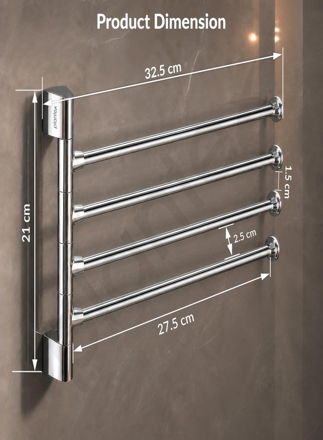 Plantex Stainless Steel 4-Arm Bathroom Swing Hanger Towel Rack/Towel Holder for Bathroom/Towel Stand/Bathroom Accessories - Image 1