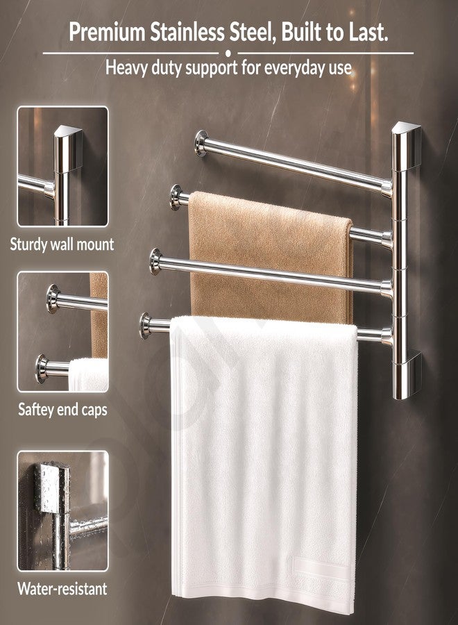 Plantex Stainless Steel 4-Arm Bathroom Swing Hanger Towel Rack/Towel Holder for Bathroom/Towel Stand/Bathroom Accessories - Image 3